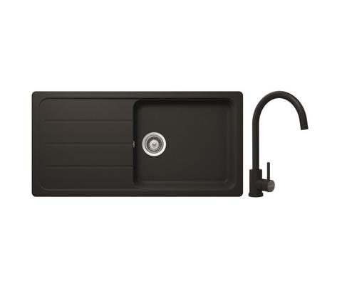 Set pomivalno korito SCHOCK Formhaus D-100L Nero & armatura SCHOCK Prima 533027S Black