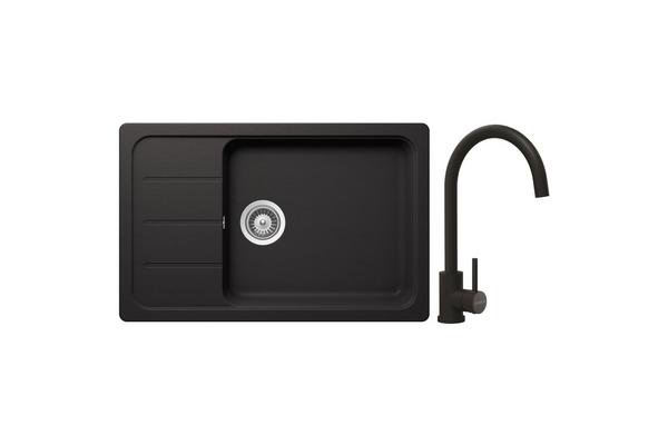 Set pomivalno korito SCHOCK Formhaus D-100LS Nero & armatura SCHOCK Prima 533127S Black